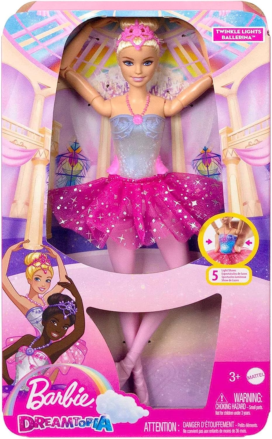 Barbie Fantasía Muñeca Bailarina Luces Brillantes Tutú Rosa