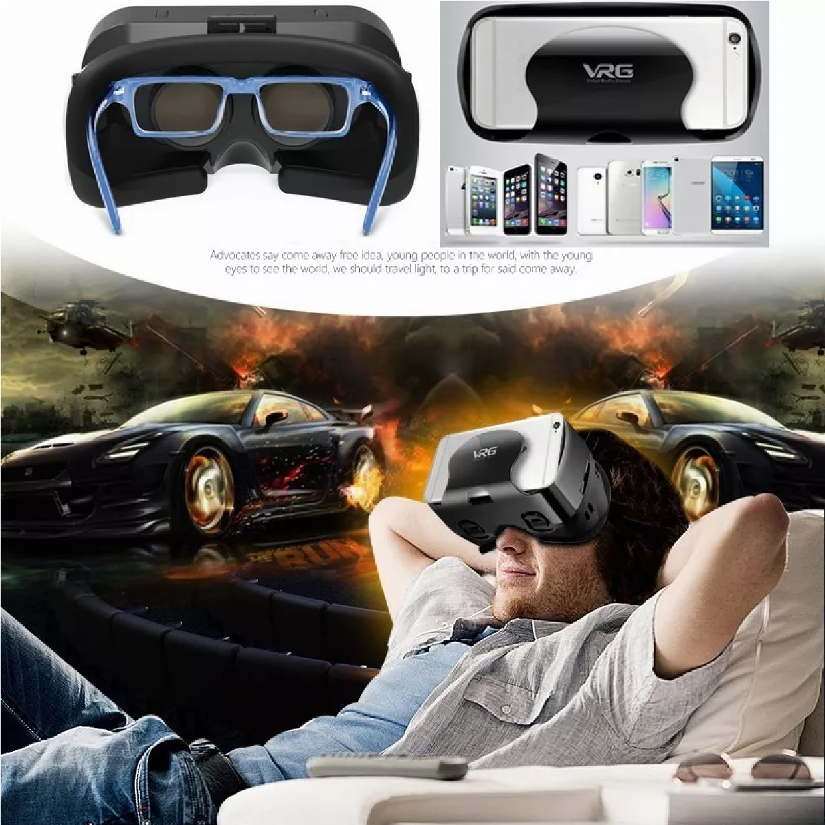 Casco De Realidad Virtual 3d Gafas Vr Con Controladores Eo Safe Imports  Esi-4317 Color Negro