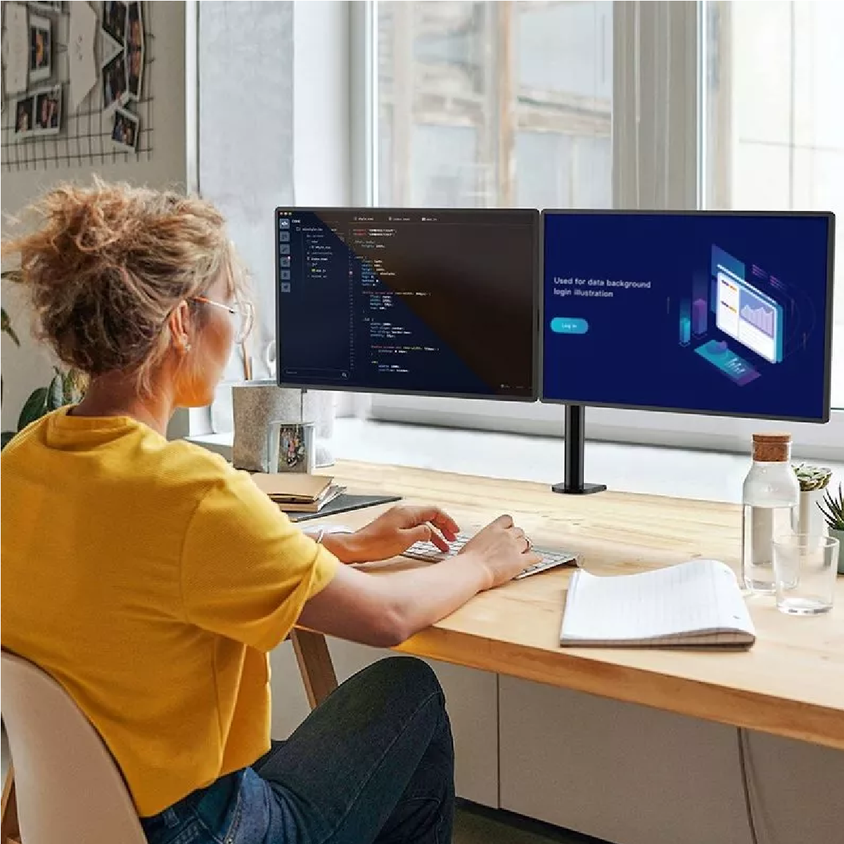 Soporte Para Monitor Doble Para Montaje En Pared