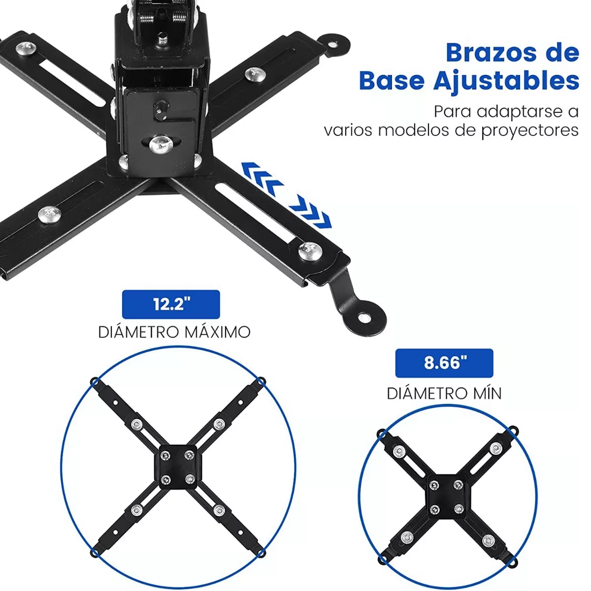Soporte Proyector Universal Cañón Ajustable 15kg Techo Pared Negro