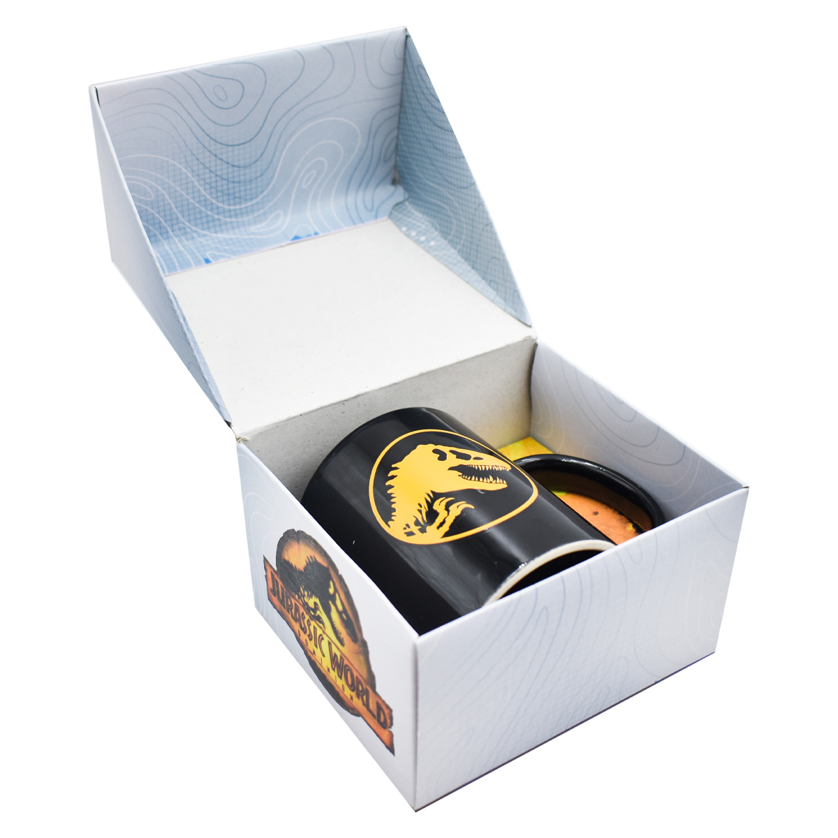 Fun Kids 1738-261 Taza Negra Ceramica Jurassic World Dominion Brilla en la oscuridad Beta 340ml