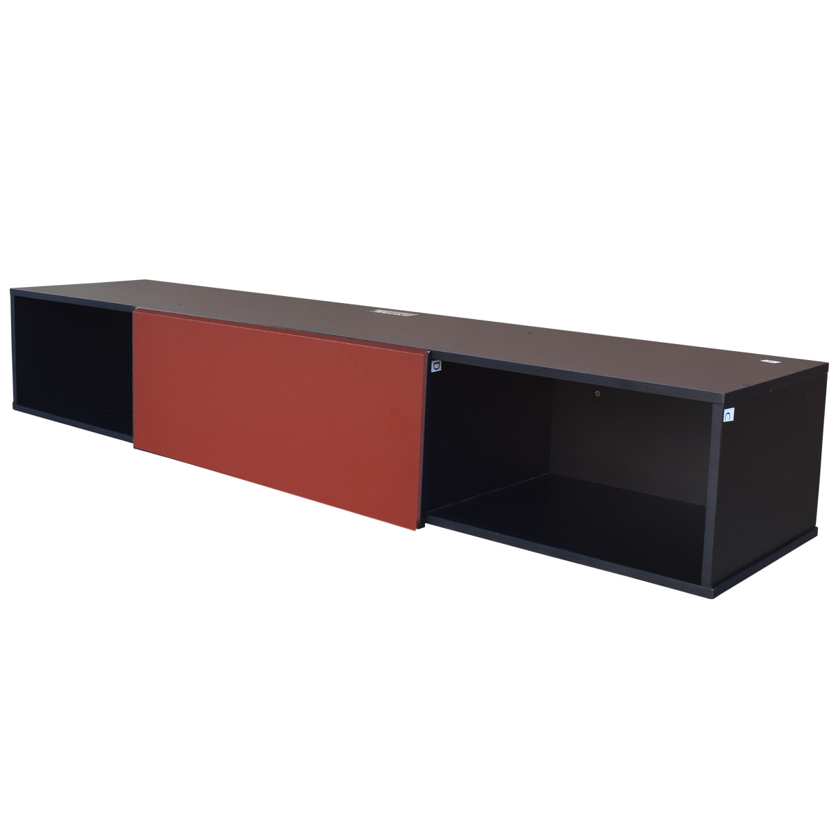 Centro De Entretenimiento para tv Flotante Hogare 140, con 1 Puerta color Negro Rojo