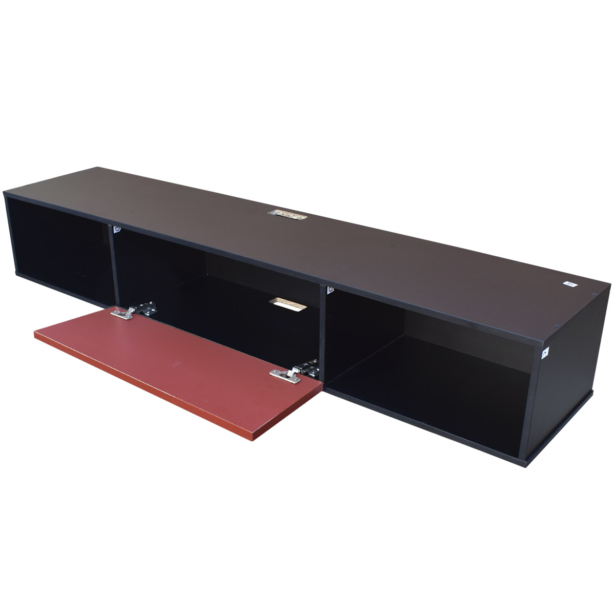 Centro De Entretenimiento para tv Flotante Hogare 140, con 1 Puerta color Negro Rojo