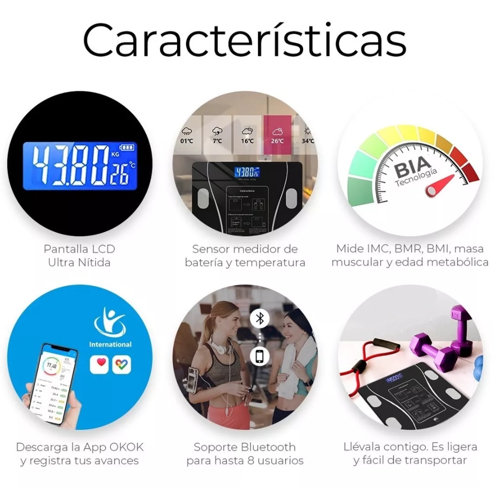 Báscula Electrónica Bluetooth Digital Inteligente De Baño