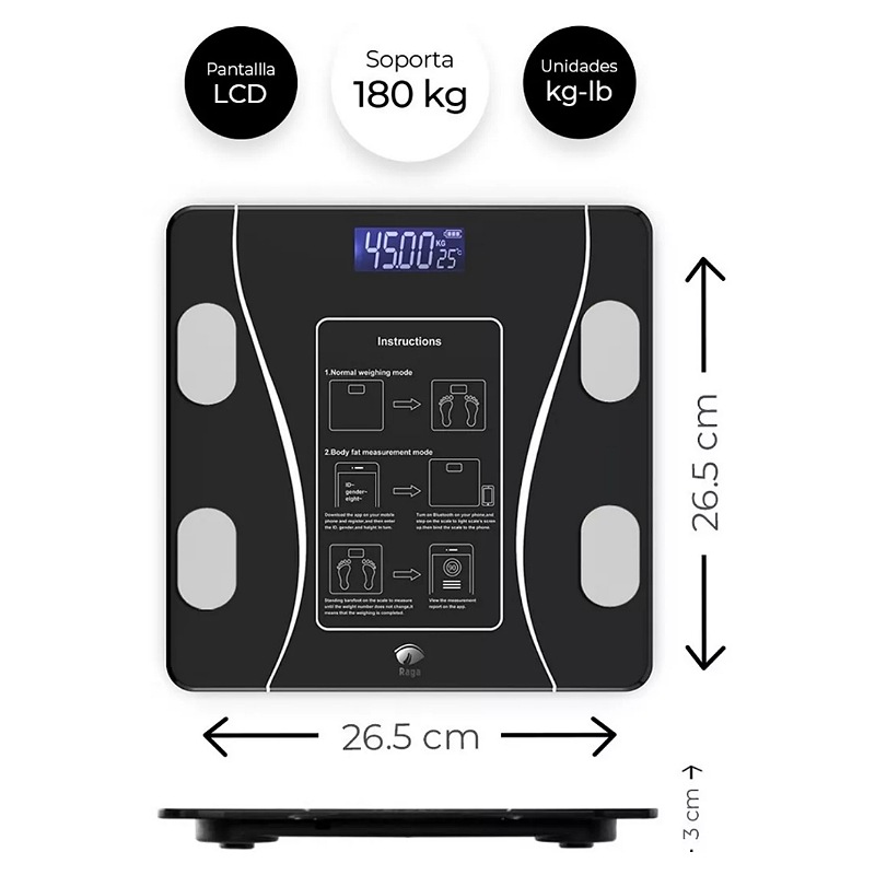 Báscula Electrónica Bluetooth Digital Inteligente De Baño