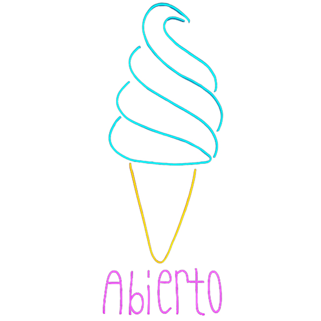 Letrero Neón Led Helado + Abierto Decorativa Negocio