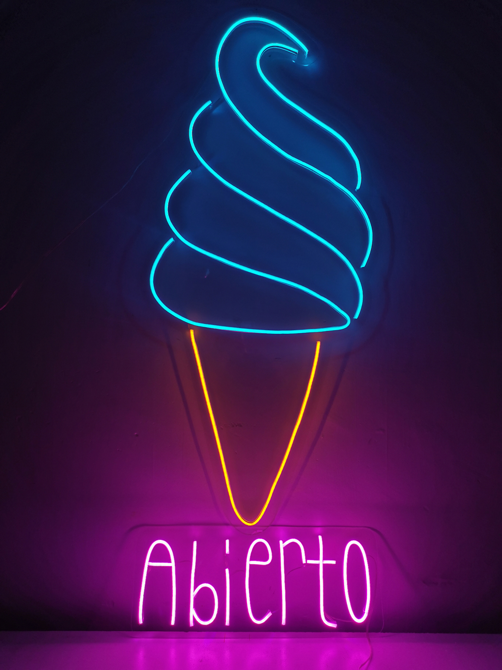 Letrero Neón Led Helado + Abierto Decorativa Negocio