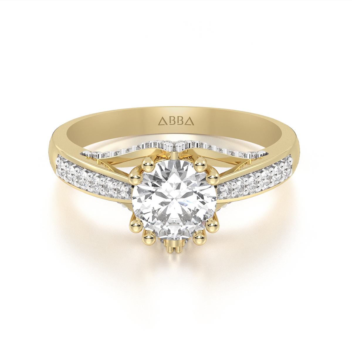 ANILLO DE COMPROMISO 10K ORO AMARILLO CON PIEDRA EVA ABBA JOYAS.