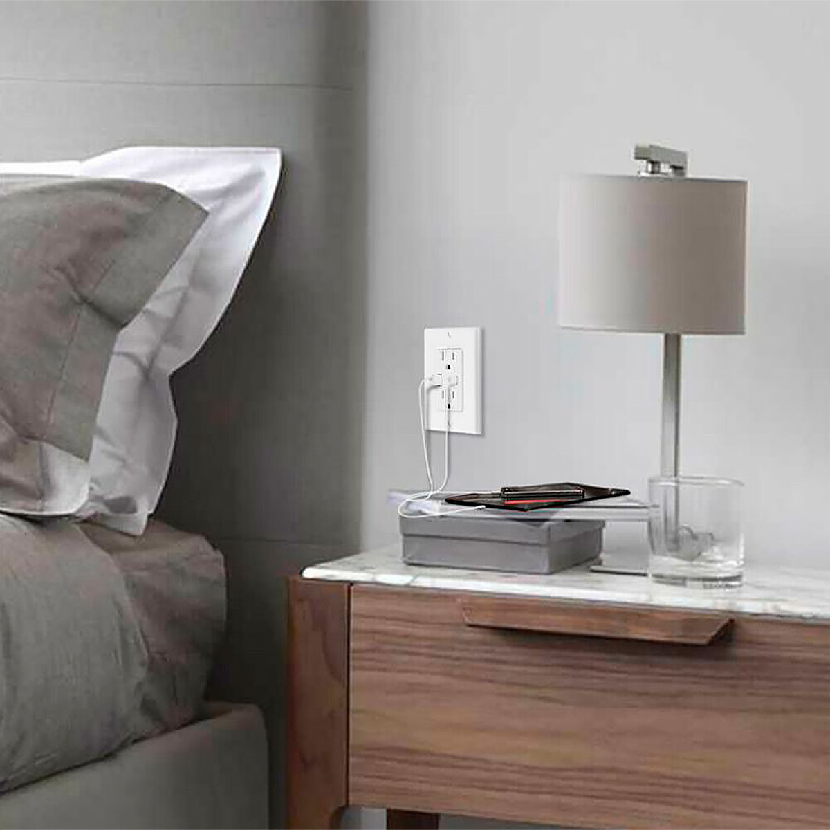 Pack de 10 Contactos Duplex, 30W 15 A. Puertos USB y USB-C para dispositivos iOS y Android.