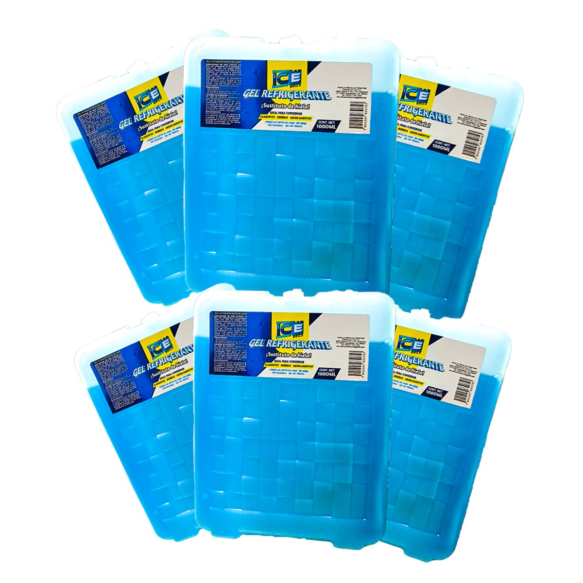  Gel Refrigerante Ice Brick 1000 Ml Sustituto De Hielo 6 piezas