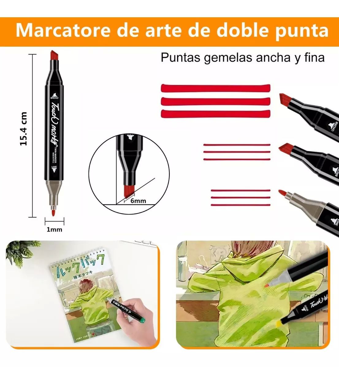 Marcadores Doble Punta Pincel Plumon Touch 48 Colores