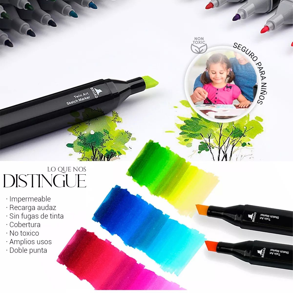 Marcadores Doble Punta Pincel Plumon Touch 60 Colores