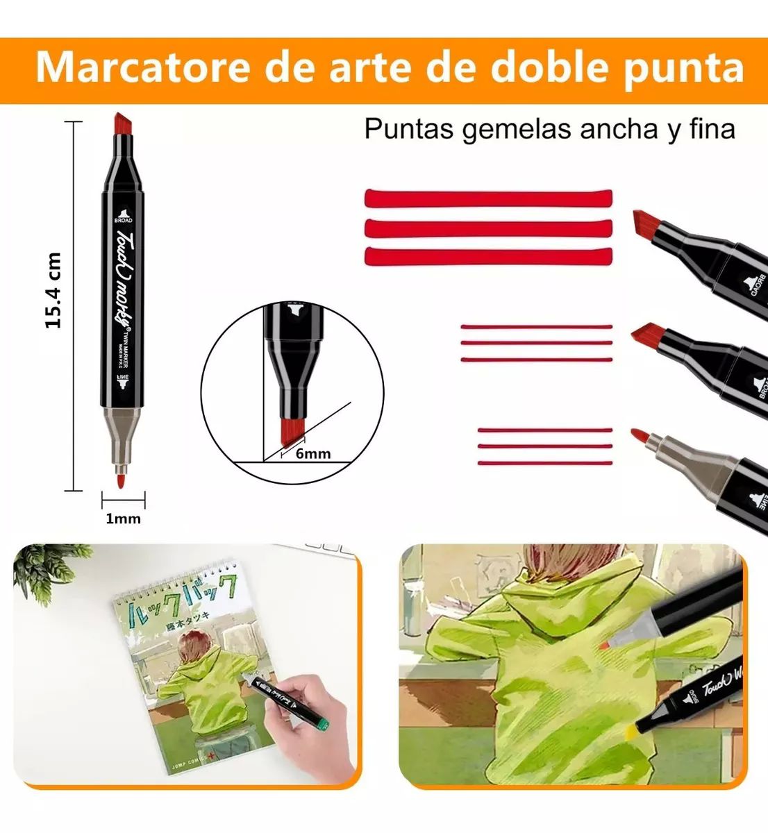 Marcadores Doble Punta Pincel Plumon Touch 80 Colores