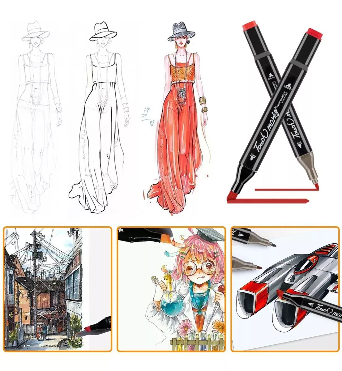 Marcadores Doble Punta Pincel Plumon Touch 80 Colores