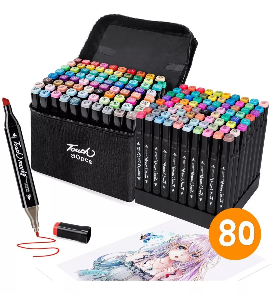 Marcadores Doble Punta Pincel Plumon Touch 80 Colores