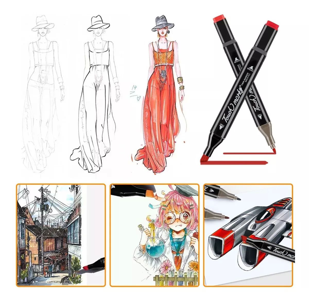 Marcadores Doble Punta Pincel Plumon Touch 120 Colores