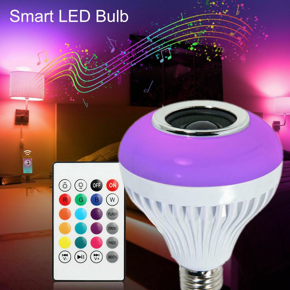 Foco Bocina Bluetooth 12w Rgb Bombilla Led Inteligente
