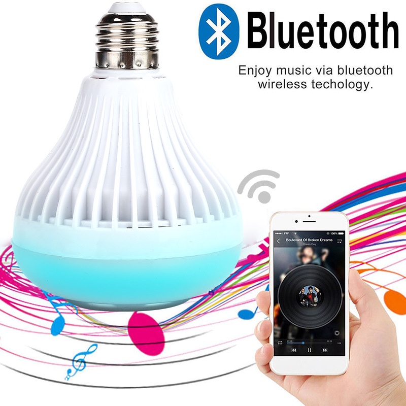 Foco Bocina Bluetooth 12w Rgb Bombilla Led Inteligente