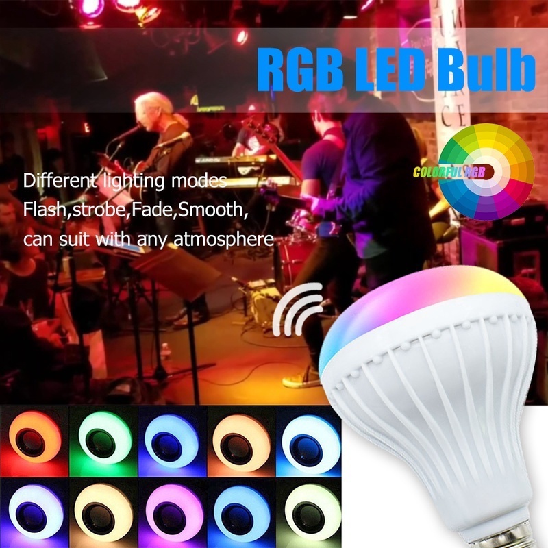Foco Bocina Bluetooth 12w Rgb Bombilla Led Inteligente