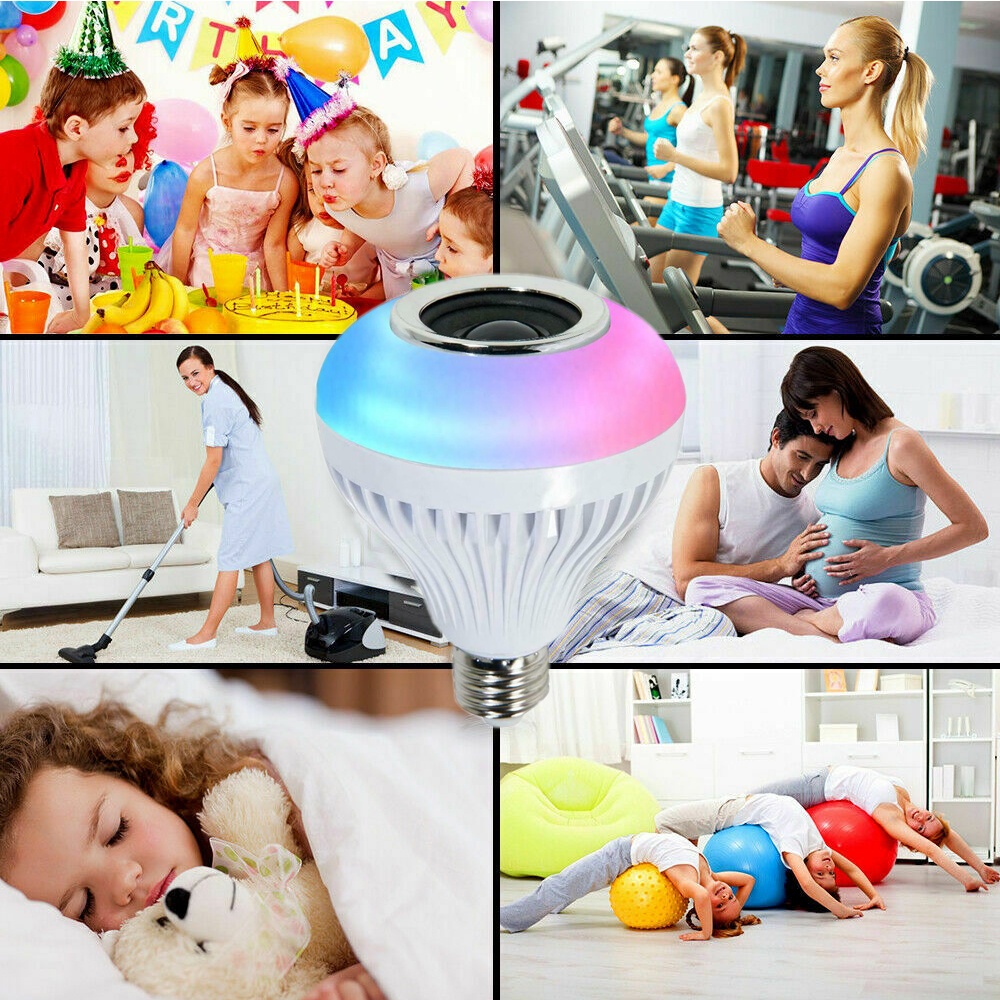 Foco Bocina Bluetooth 12w Rgb Bombilla Led Inteligente