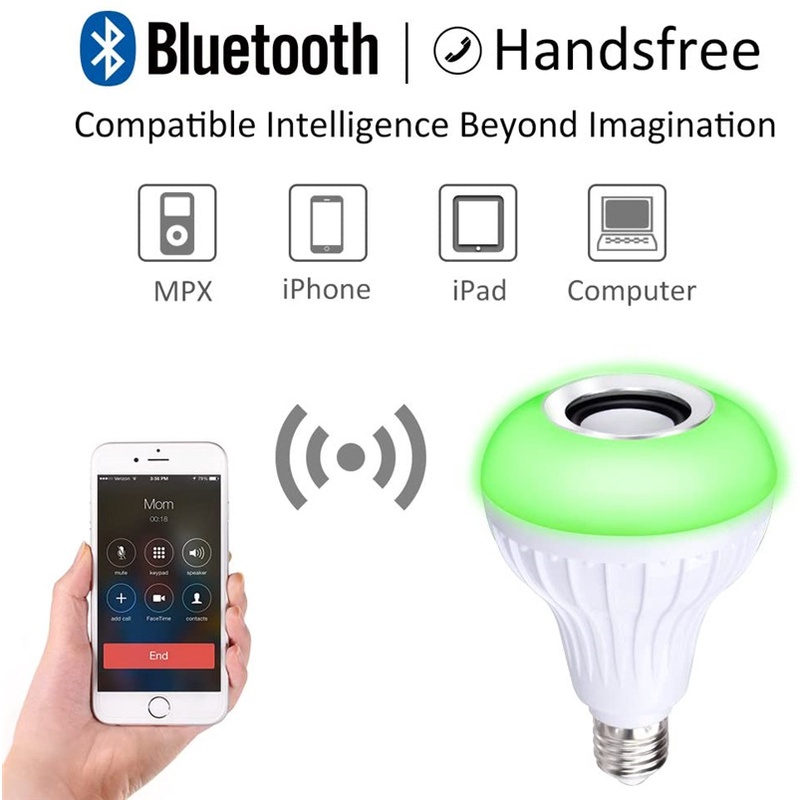 Foco Bocina Bluetooth 12w Rgb Bombilla Led Inteligente