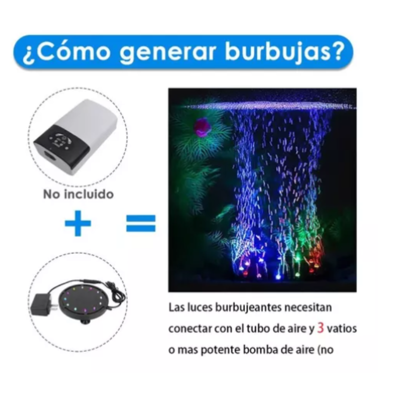 Lámpara Para Peceras Acuario 12 Burbuja Luces Sumergible.