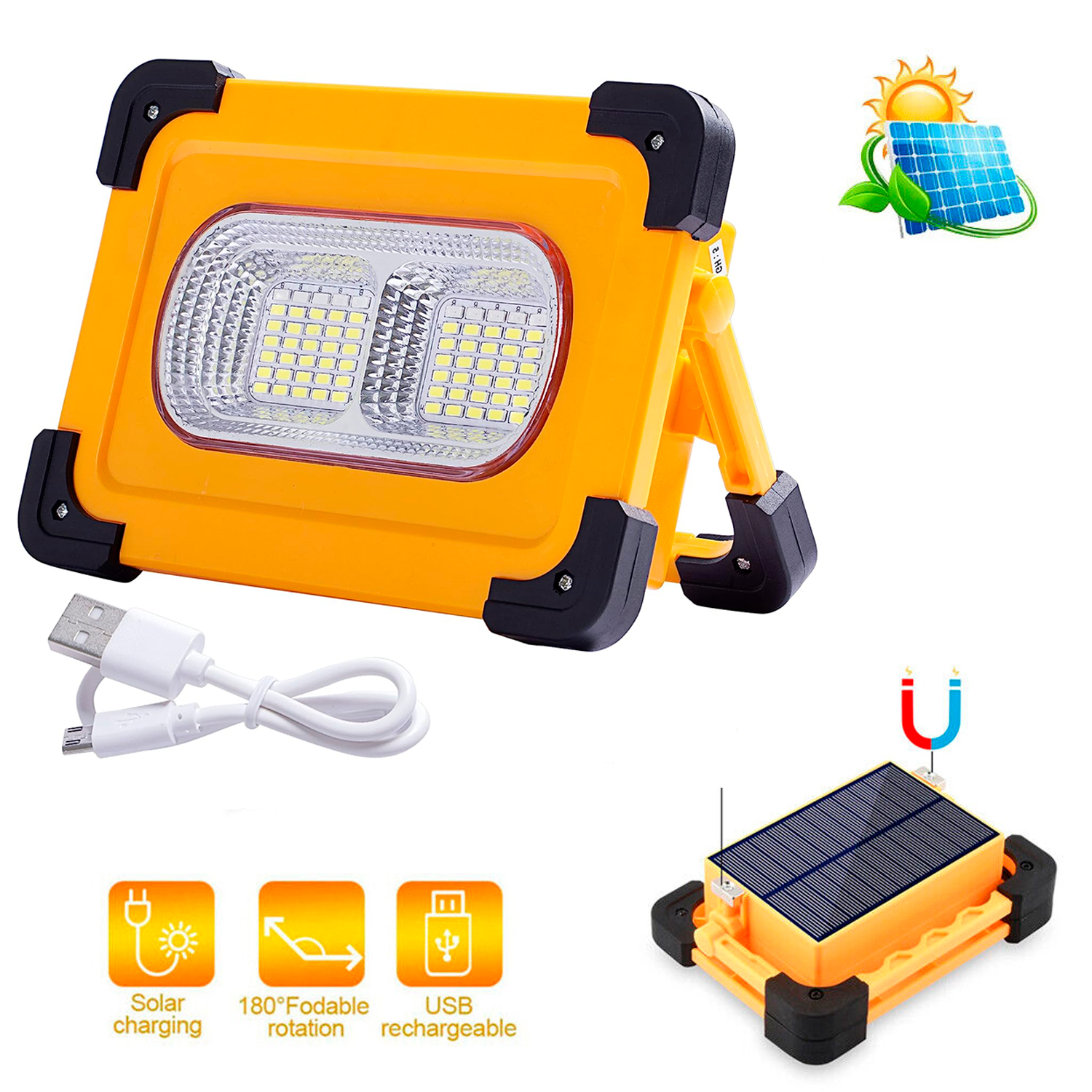 Lampara solar de emergencia recargable con panel portátil de camping con bocina bluetooth y powerbank para celulares