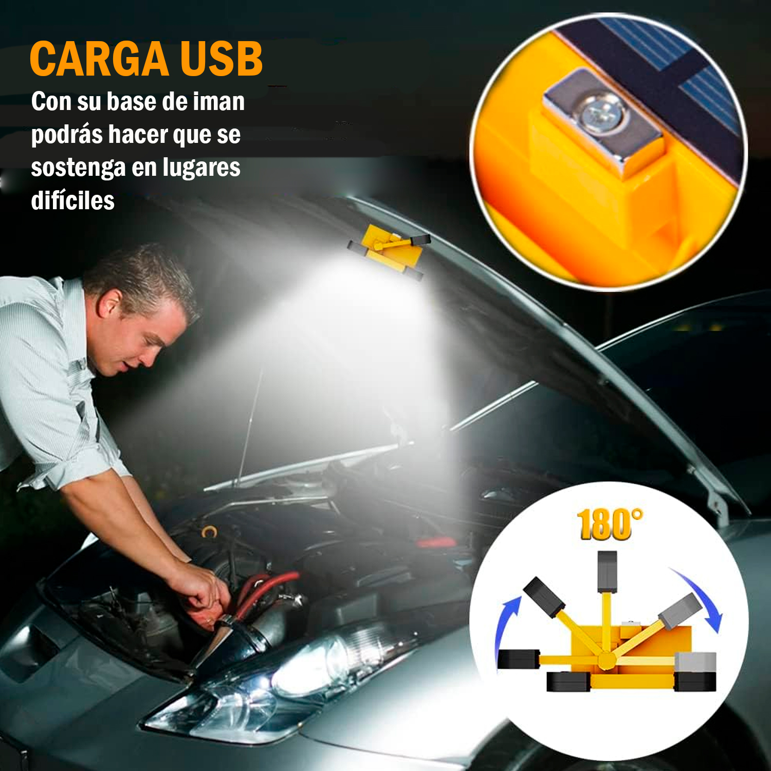 Lampara solar de emergencia recargable con panel portátil de camping con bocina bluetooth y powerbank para celulares