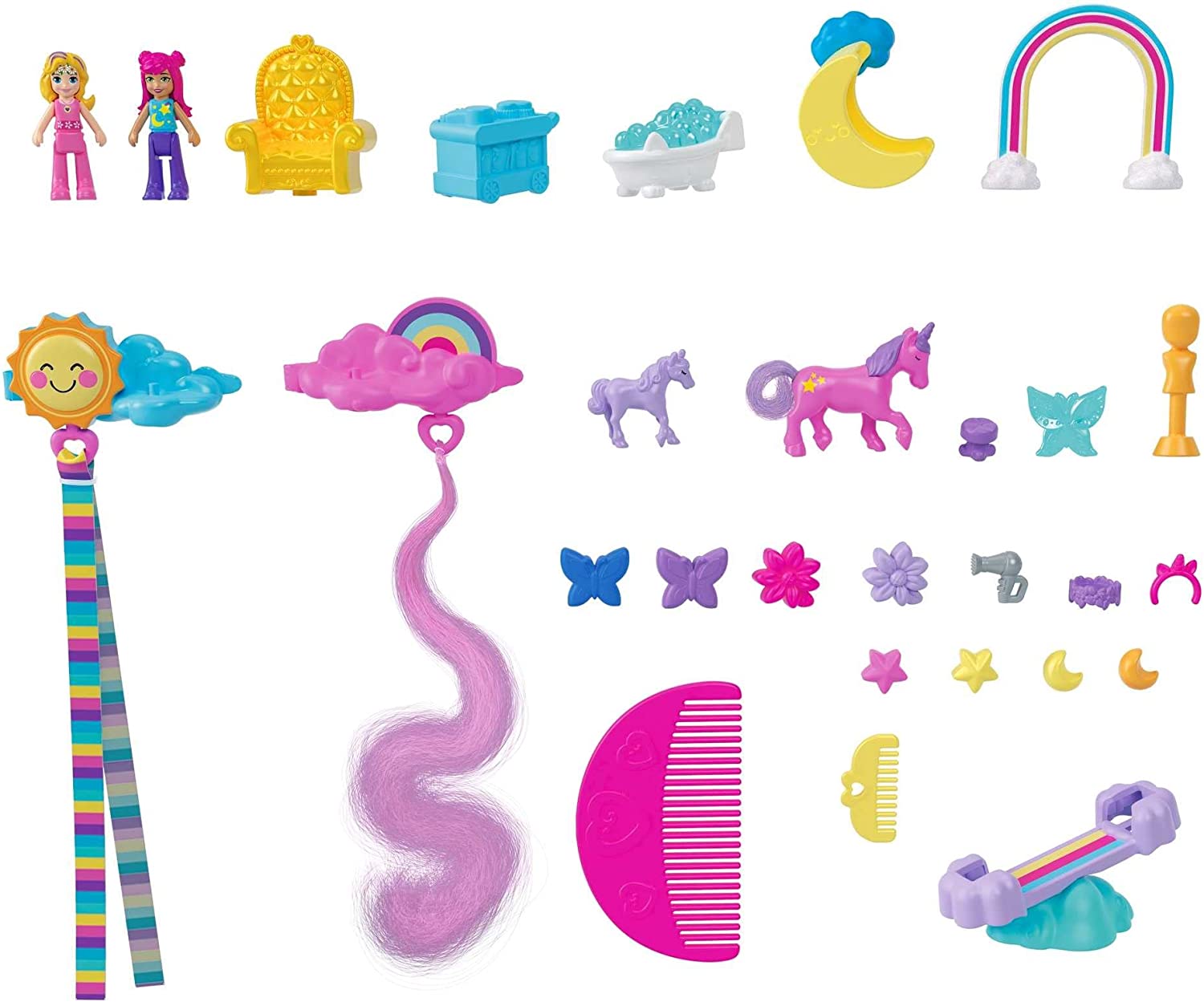 Polly Pocket Set de Juego Unicornio con Salón Arcoíris