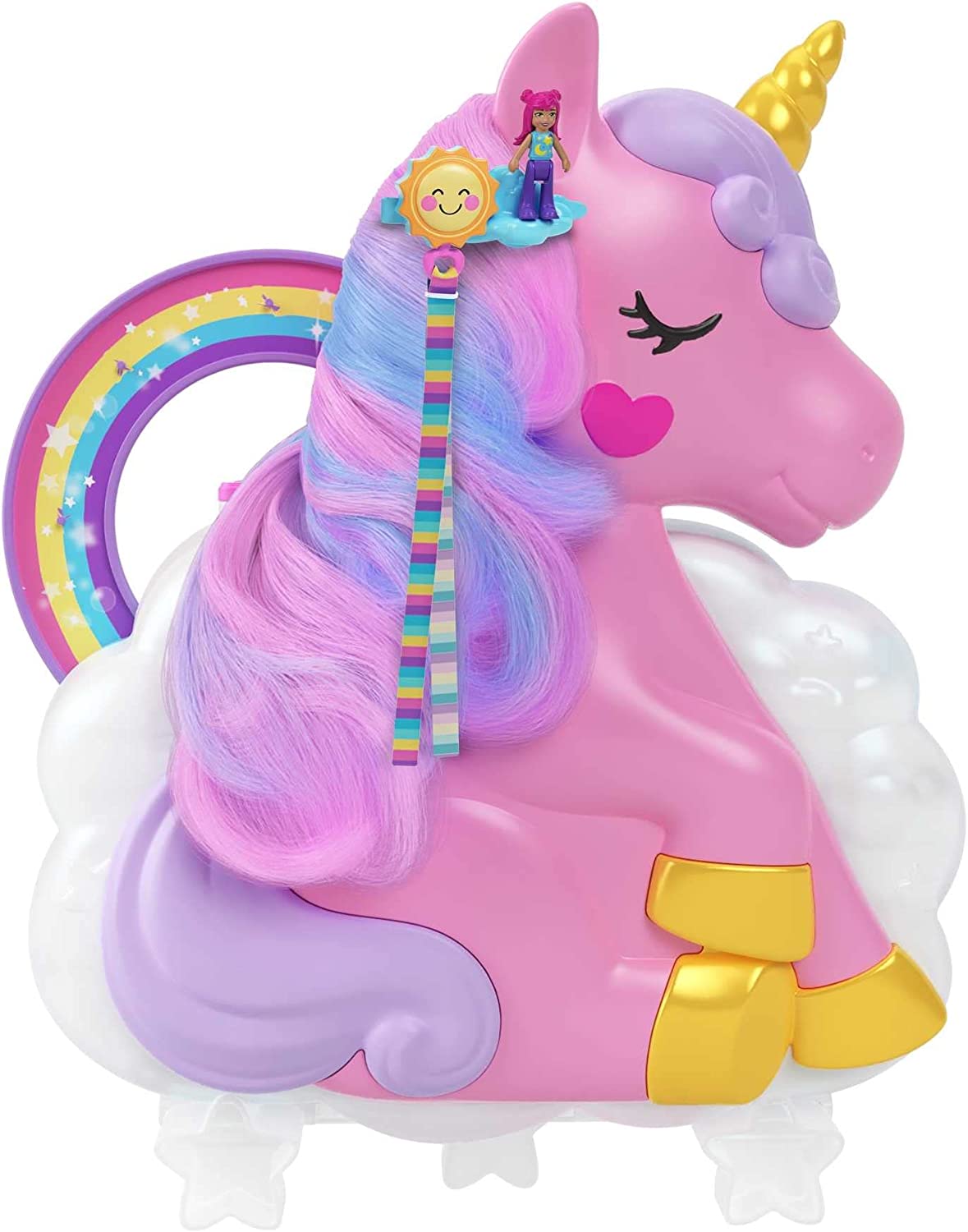 Polly Pocket Set de Juego Unicornio con Salón Arcoíris