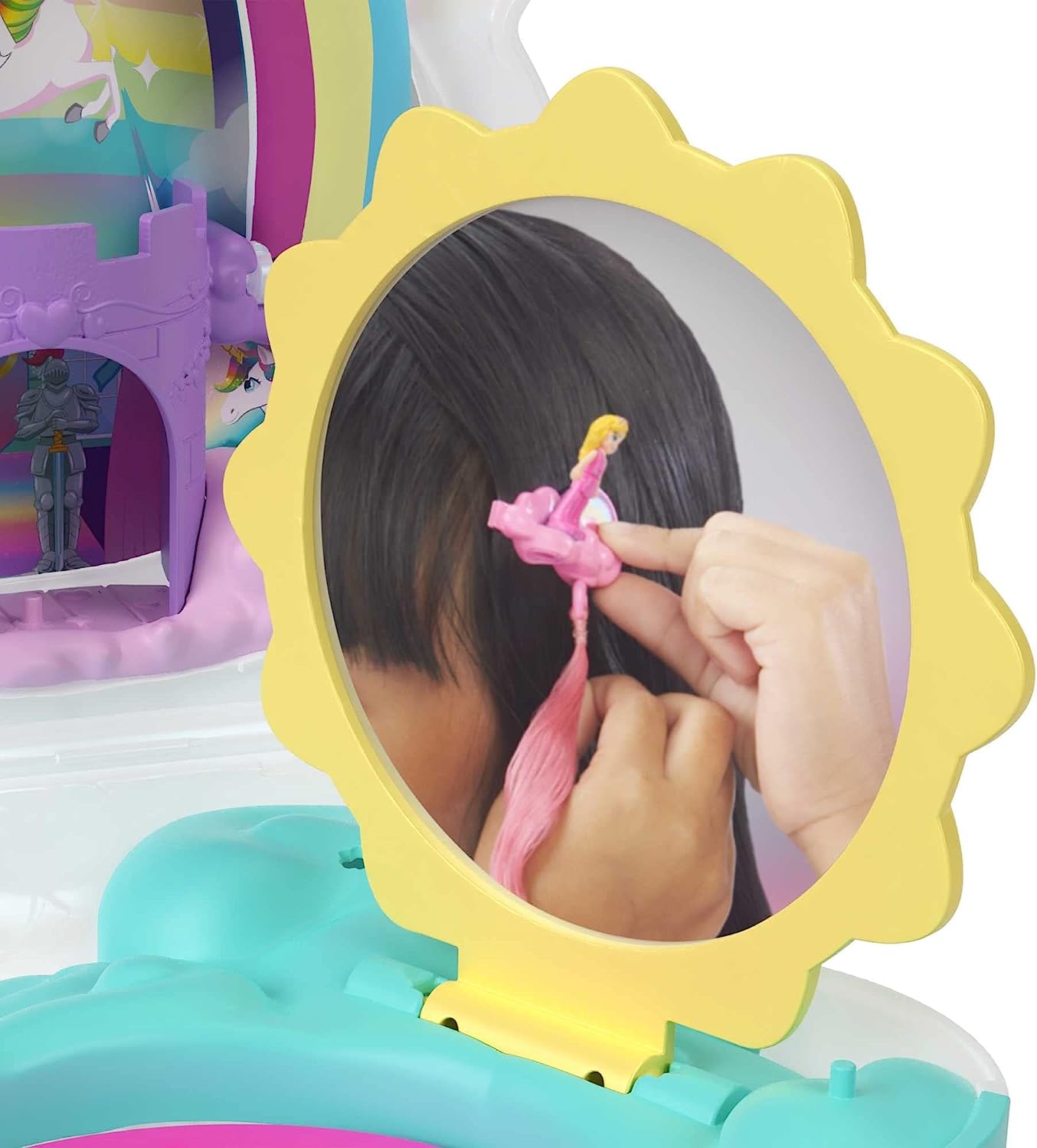 Polly Pocket Set de Juego Unicornio con Salón Arcoíris