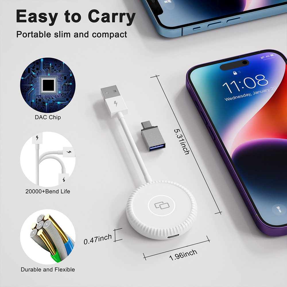 Adaptador Duplicador De Pantalla Con Cable Carplay iPhone