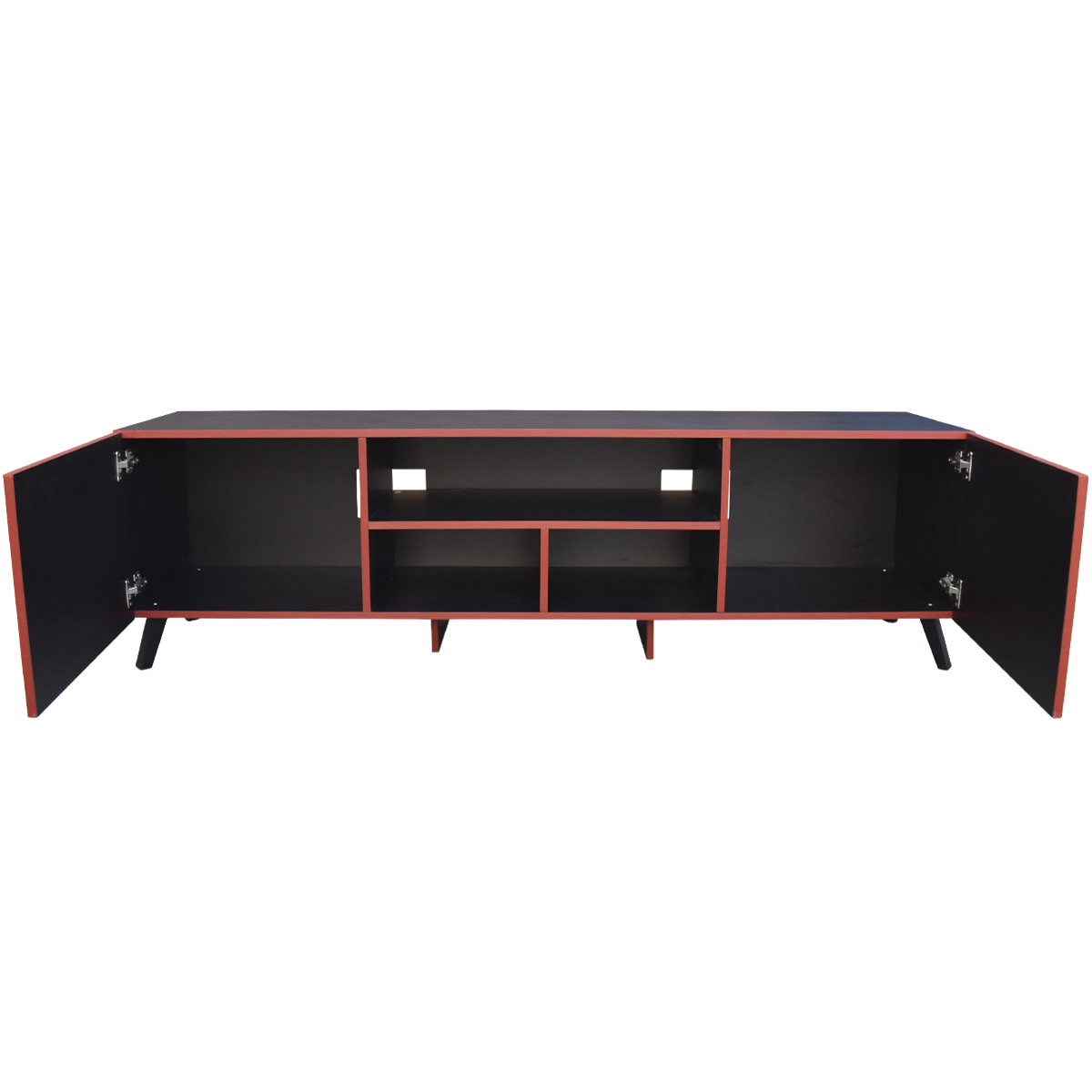 Mueble para TV 80 pulgadas, Centro de entretenimiento Europa Hogare, Rack para TV, Repisas ajustable, Elaborado en melamina, Fácil armado, Color Negro Rojo