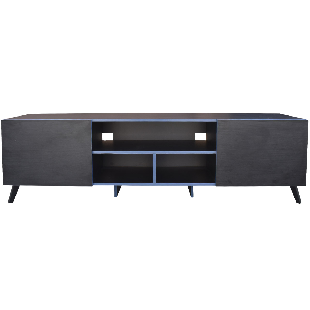 Mueble para TV 80 pulgadas, Centro de entretenimiento Europa Hogare, Rack para TV, Amplios espacios, Repisas ajustable, Elaborado en melamina, Fácil armado, Color Negro Azul