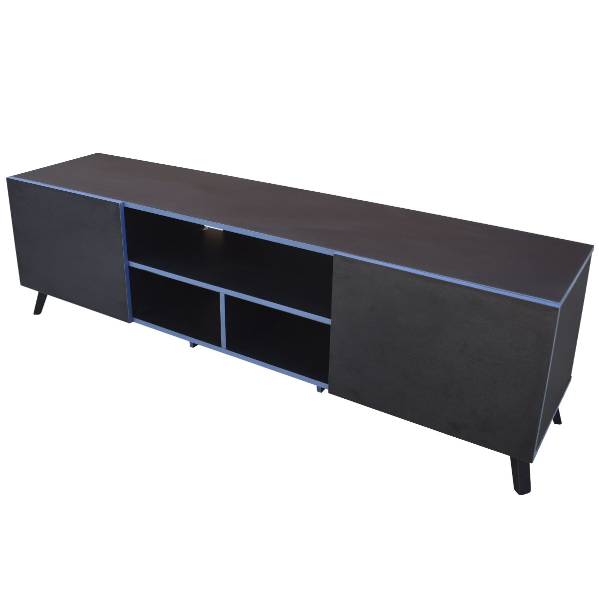 Mueble para TV 80 pulgadas, Centro de entretenimiento Europa Hogare, Rack para TV, Amplios espacios, Repisas ajustable, Elaborado en melamina, Fácil armado, Color Negro Azul