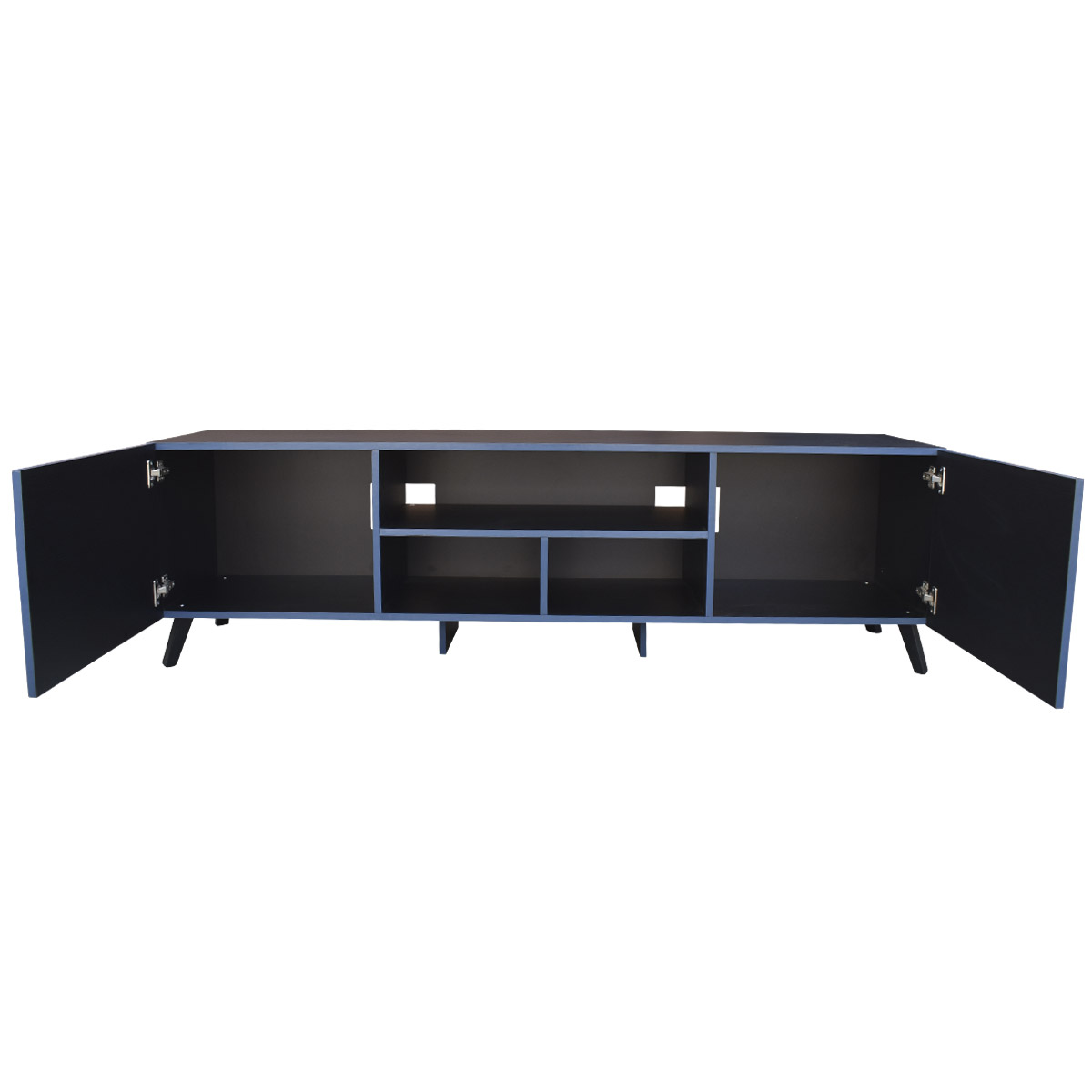 Mueble para TV 80 pulgadas, Centro de entretenimiento Europa Hogare, Rack para TV, Amplios espacios, Repisas ajustable, Elaborado en melamina, Fácil armado, Color Negro Azul