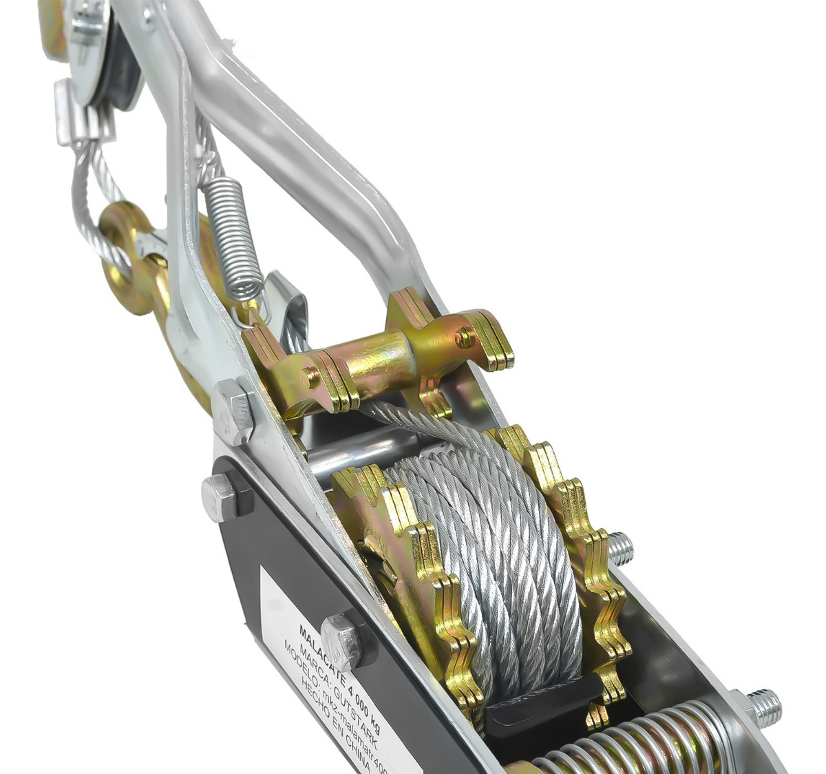 Malacate Winch Manual 4 Ton Cable Acero 2.8m 3 Ganchos