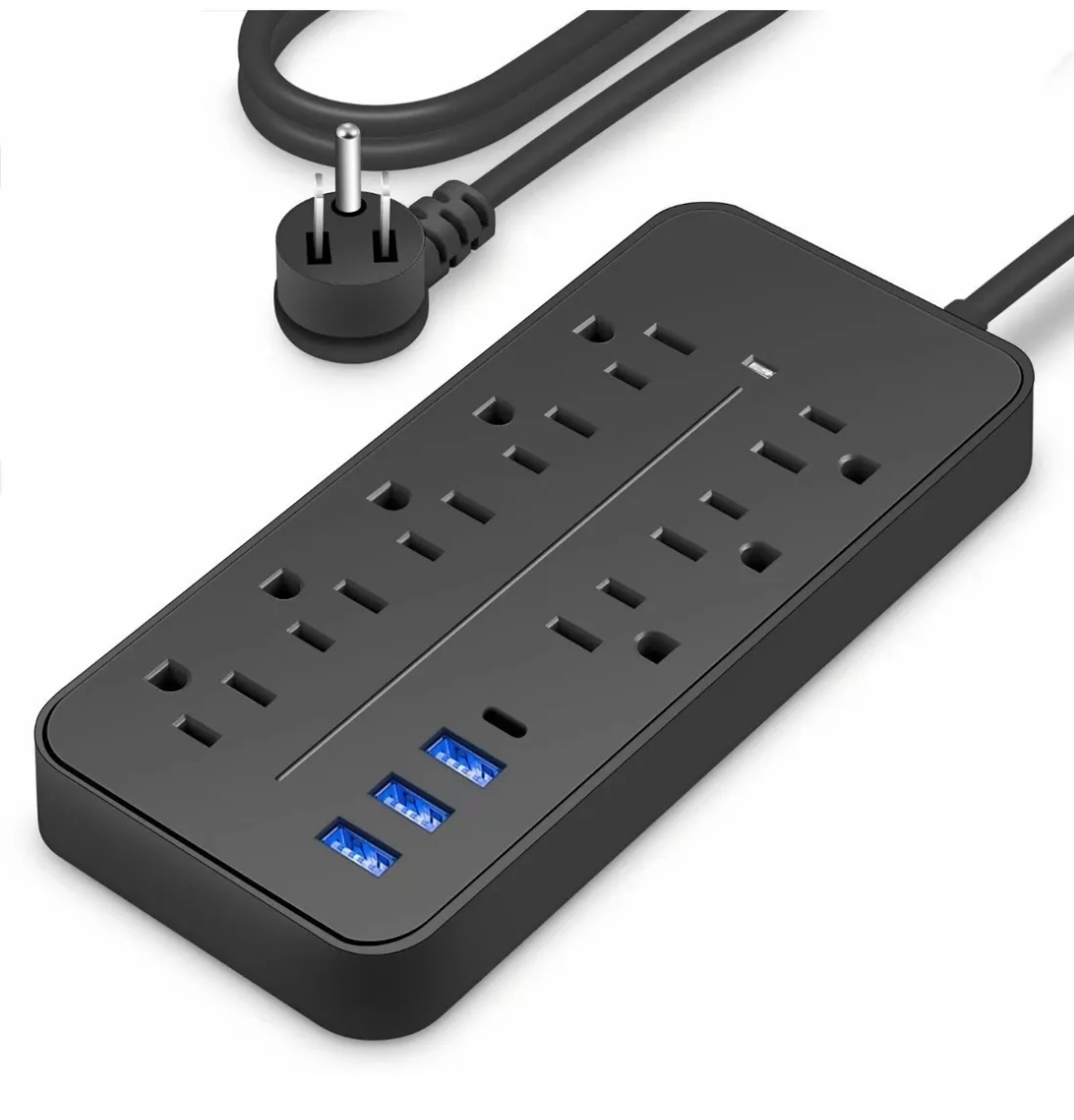 Regleta Cargador Multicontactos Con 8 Salidas 3 Usb 1 Tipo C