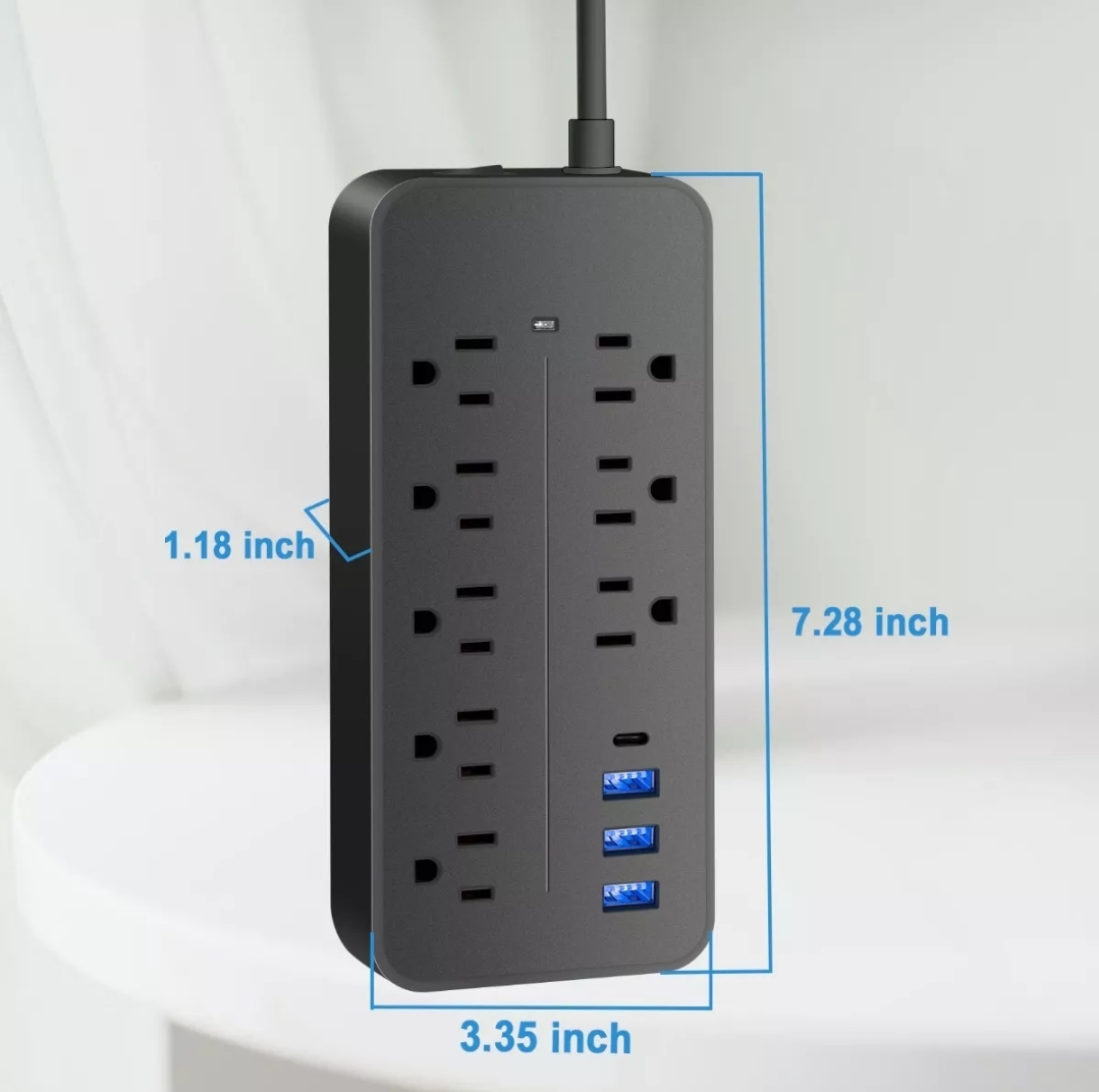 Regleta Cargador Multicontactos Con 8 Salidas 3 Usb 1 Tipo C