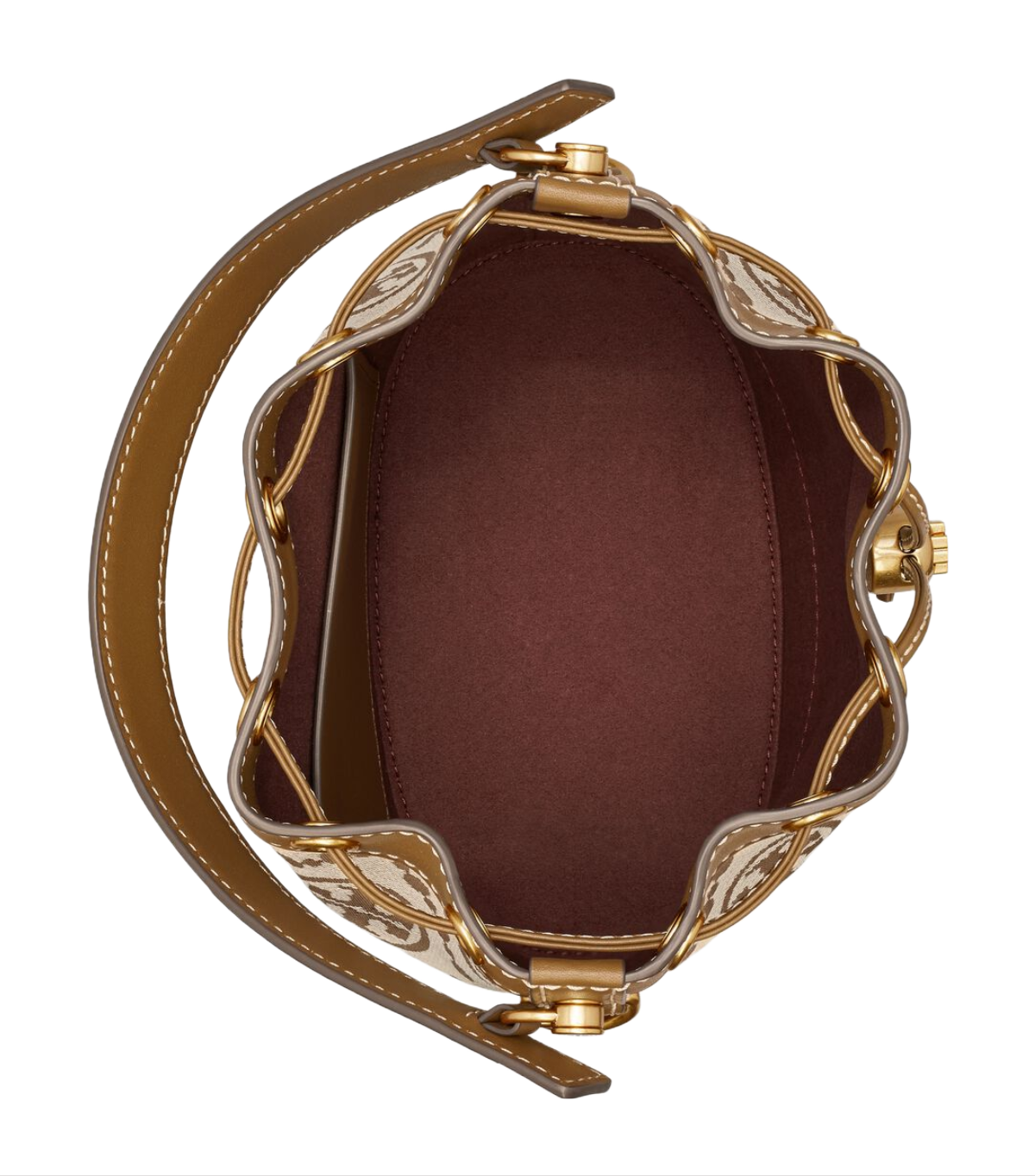 Bolsa Tory Burch T Monogram Bucket 79487 371 Beige