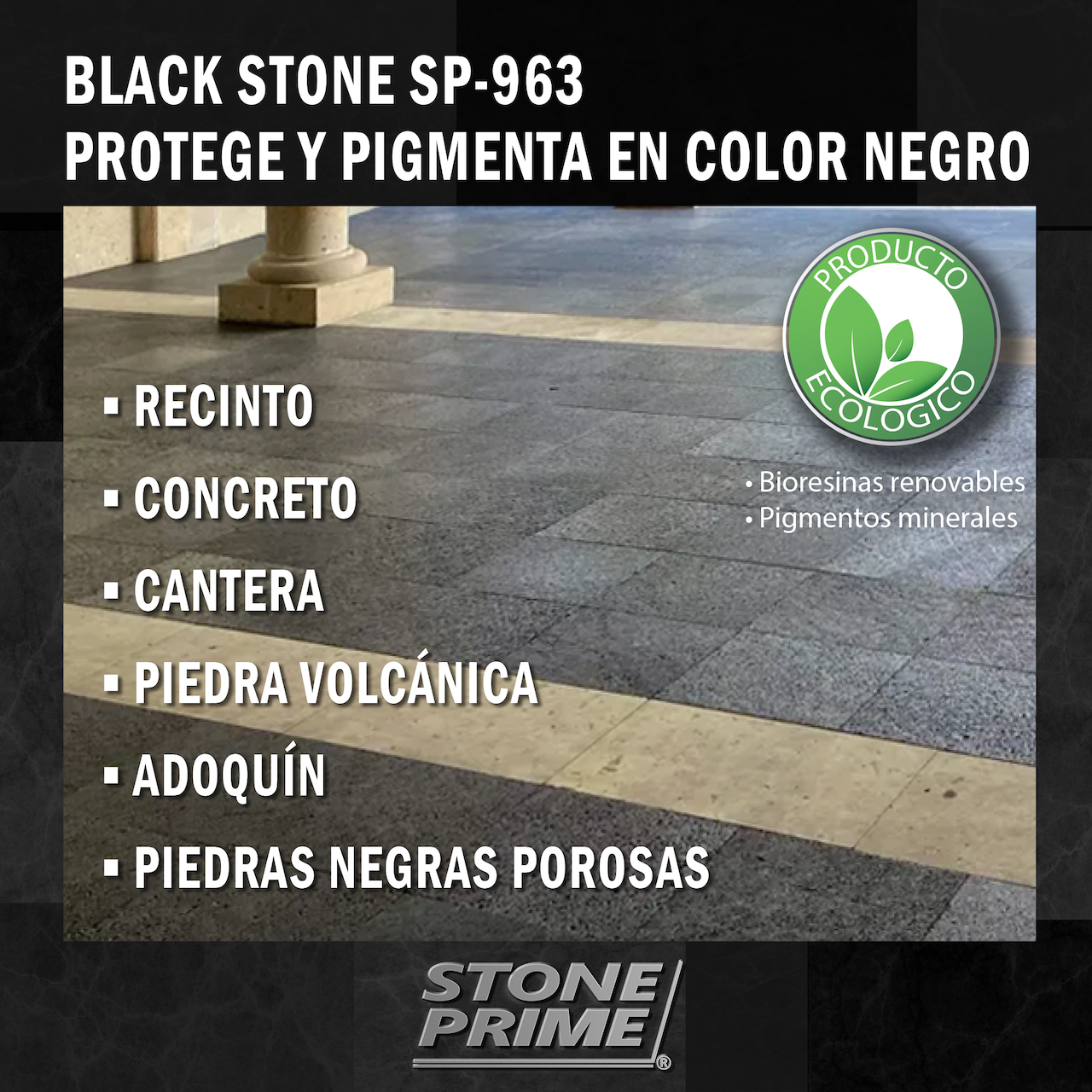 Sellador para piedra recinto negro Stone Prime Acabado mojado 5 litros