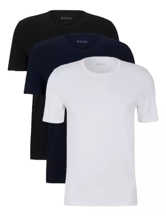 Camisetas Interiores Boss Tricolor Cuello Redondo 3 Pz 412 Original y nuevo