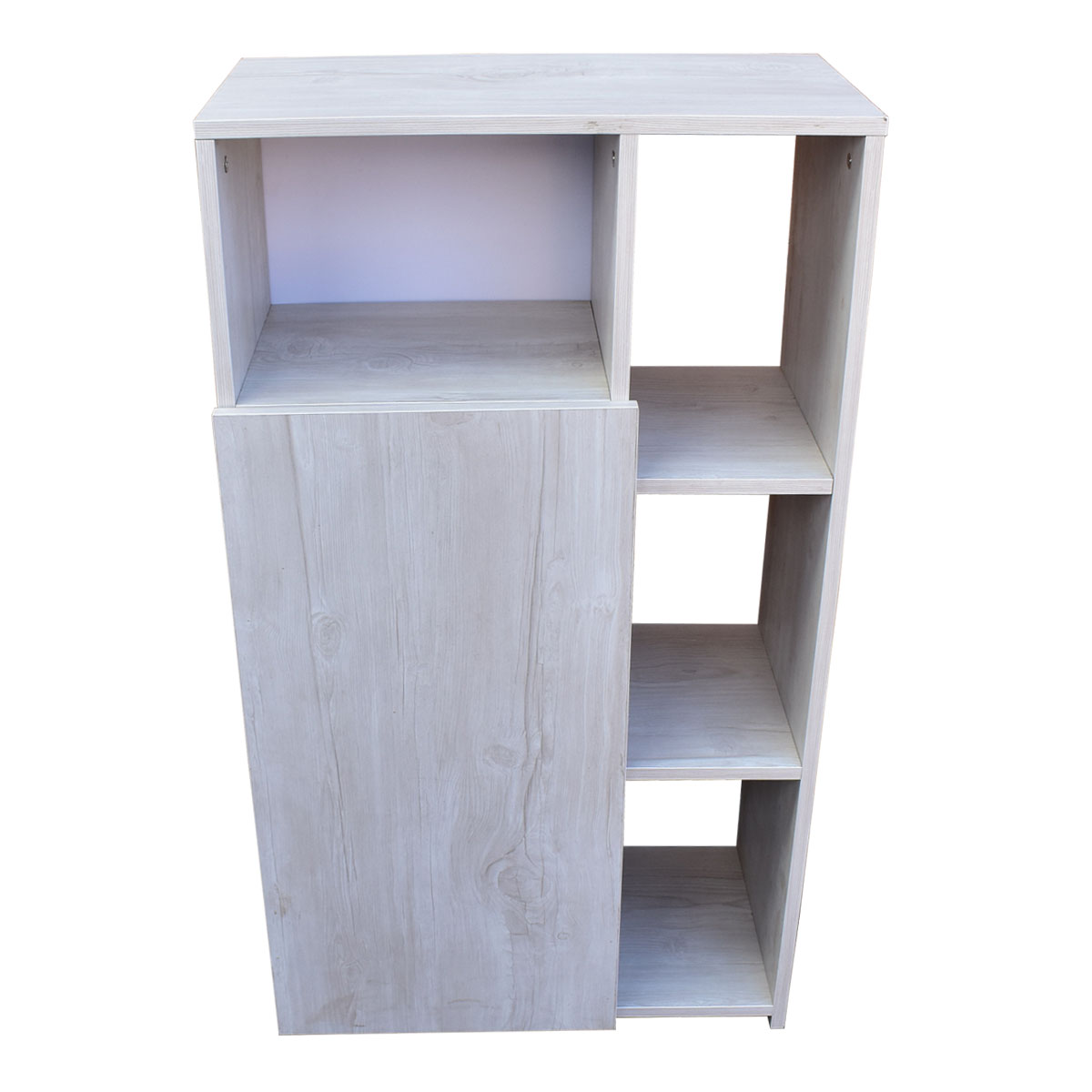 Mueble Alacena Despensero Organizador Hogare, Practico Mueble Multiusos de melamina de 16 mm de alta resistencia, con una puerta y siete estantes Color Blanco