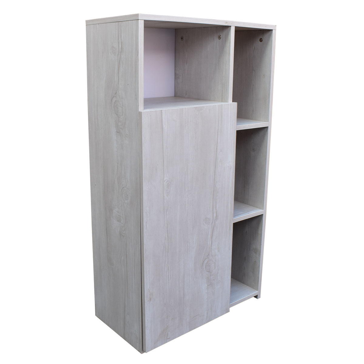 Mueble Alacena Despensero Organizador Hogare, Practico Mueble Multiusos de melamina de 16 mm de alta resistencia, con una puerta y siete estantes Color Blanco