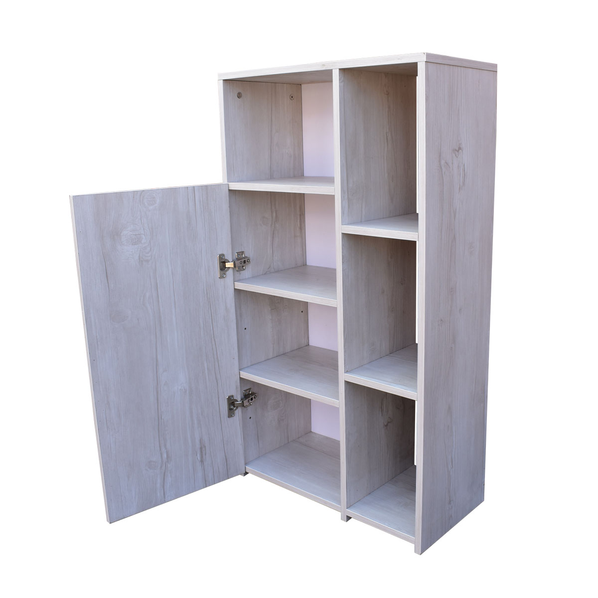 Mueble Alacena Despensero Organizador Hogare, Practico Mueble Multiusos de melamina de 16 mm de alta resistencia, con una puerta y siete estantes Color Blanco