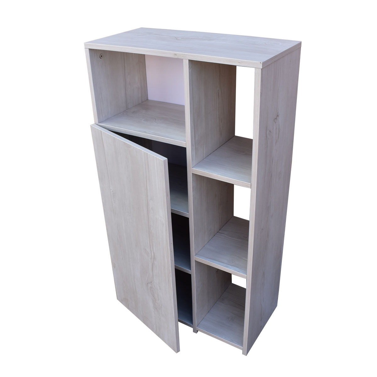 Mueble Alacena Despensero Organizador Hogare, Practico Mueble Multiusos de melamina de 16 mm de alta resistencia, con una puerta y siete estantes Color Blanco