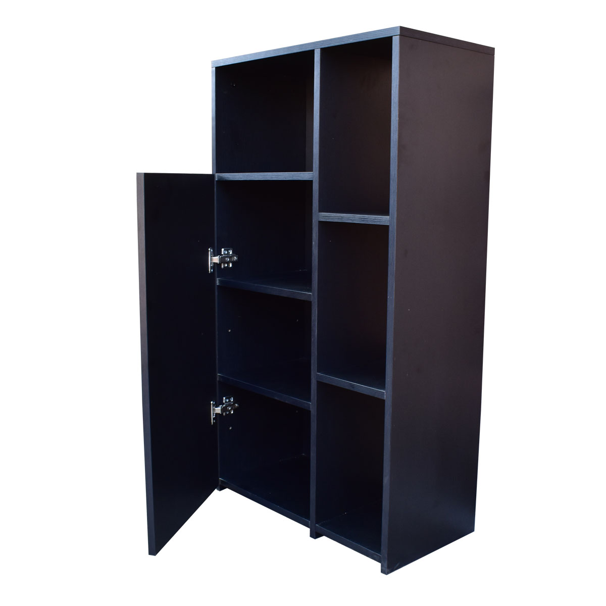 Mueble Alacena Despensero Organizador Hogare, Practico Mueble Multiusos de melamina de 16 mm de alta resistencia, con una puerta y siete estantes Color Chocolate