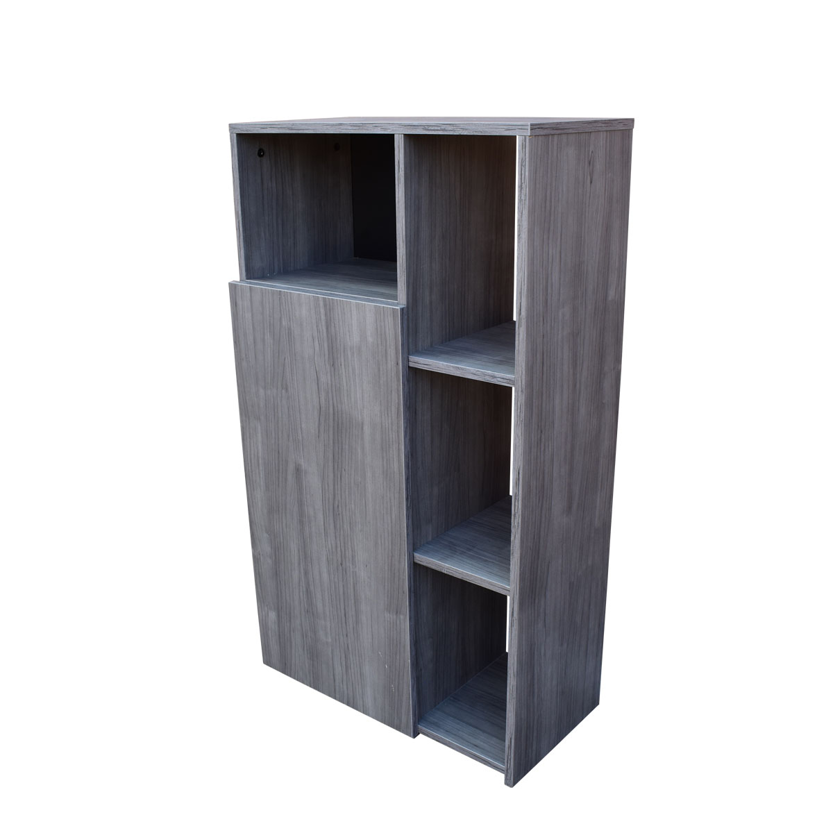 Mueble Alacena Despensero Organizador Hogare, Practico Mueble Multiusos de melamina de 16 mm de alta resistencia, con una puerta y siete estantes Color Gris