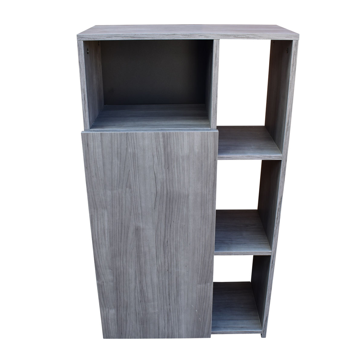 Mueble Alacena Despensero Organizador Hogare, Practico Mueble Multiusos de melamina de 16 mm de alta resistencia, con una puerta y siete estantes Color Gris
