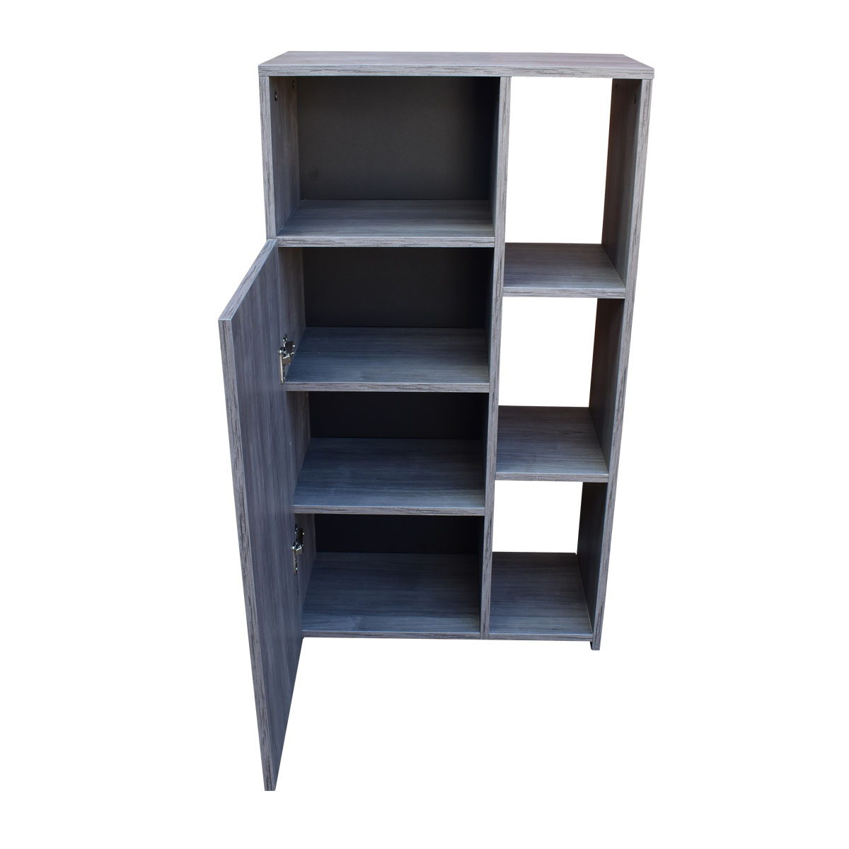 Mueble Alacena Despensero Organizador Hogare, Practico Mueble Multiusos de melamina de 16 mm de alta resistencia, con una puerta y siete estantes Color Gris